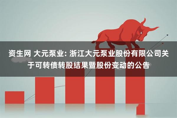 资生网 大元泵业: 浙江大元泵业股份有限公司关于可转债转股结果暨股份变动的公告